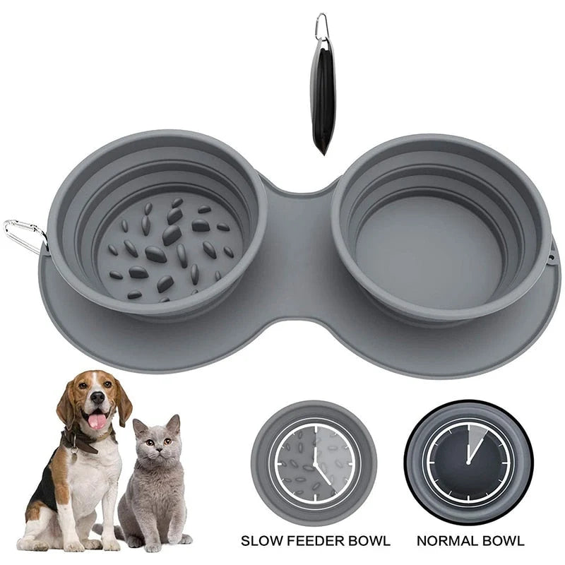 Pet Feeding Bowl Set of 2 Foldable Latex