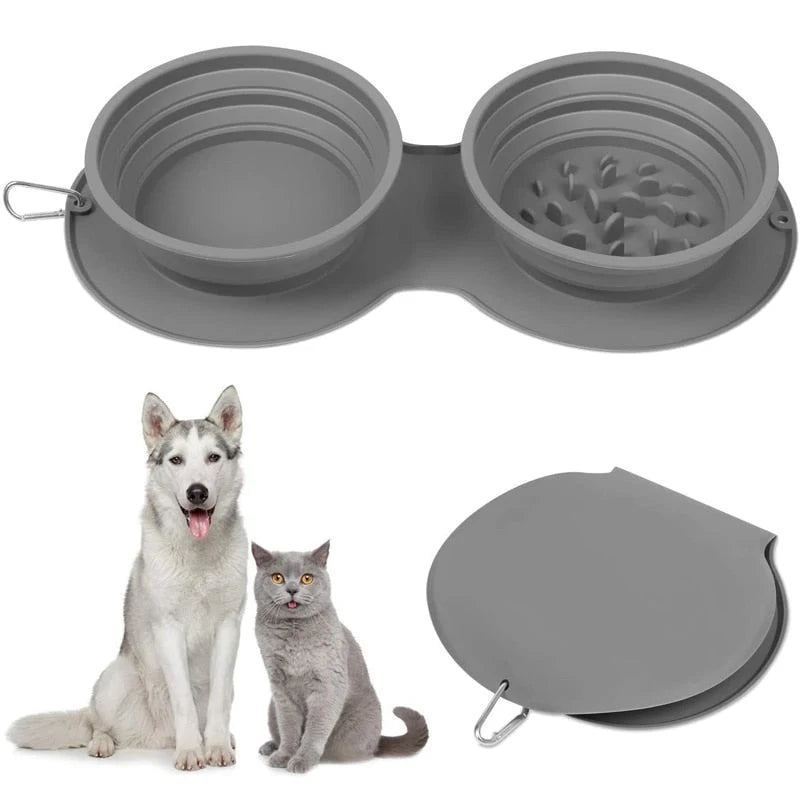 Pet Feeding Bowl Set of 2 Foldable Latex