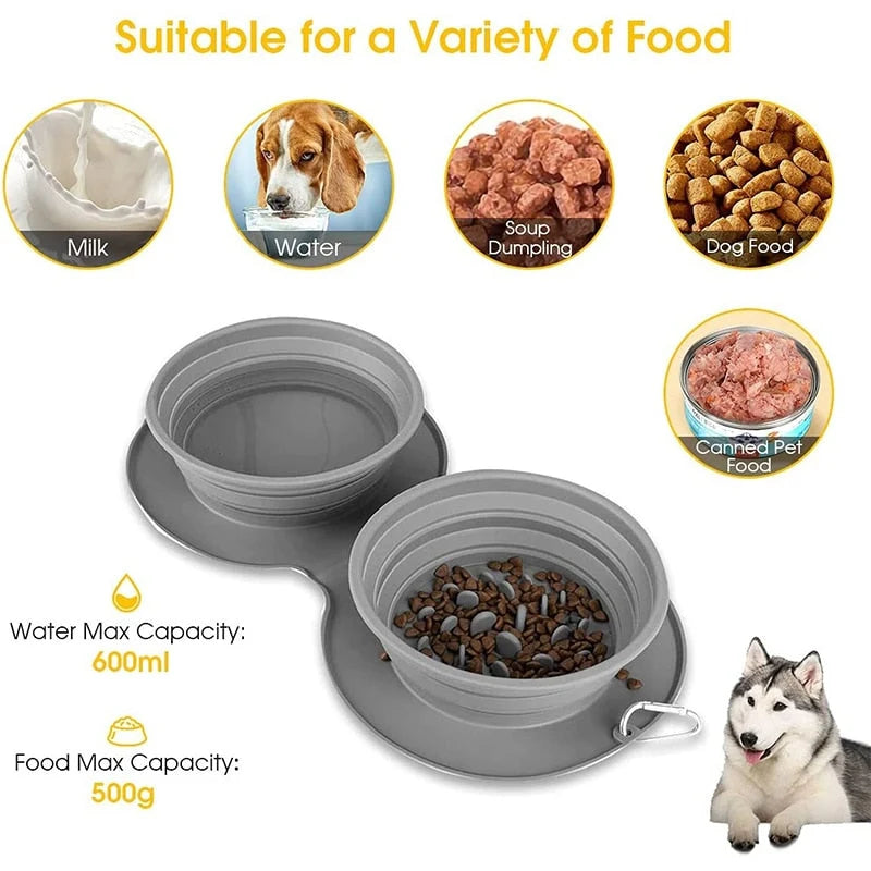 Pet Feeding Bowl Set of 2 Foldable Latex