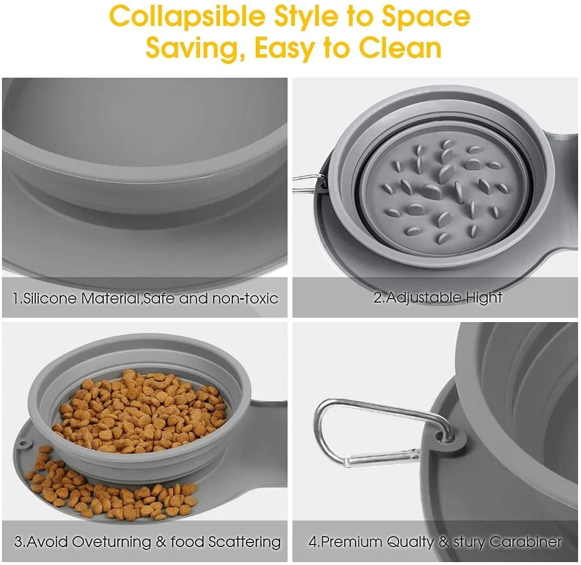 Pet Feeding Bowl Set of 2 Foldable Latex