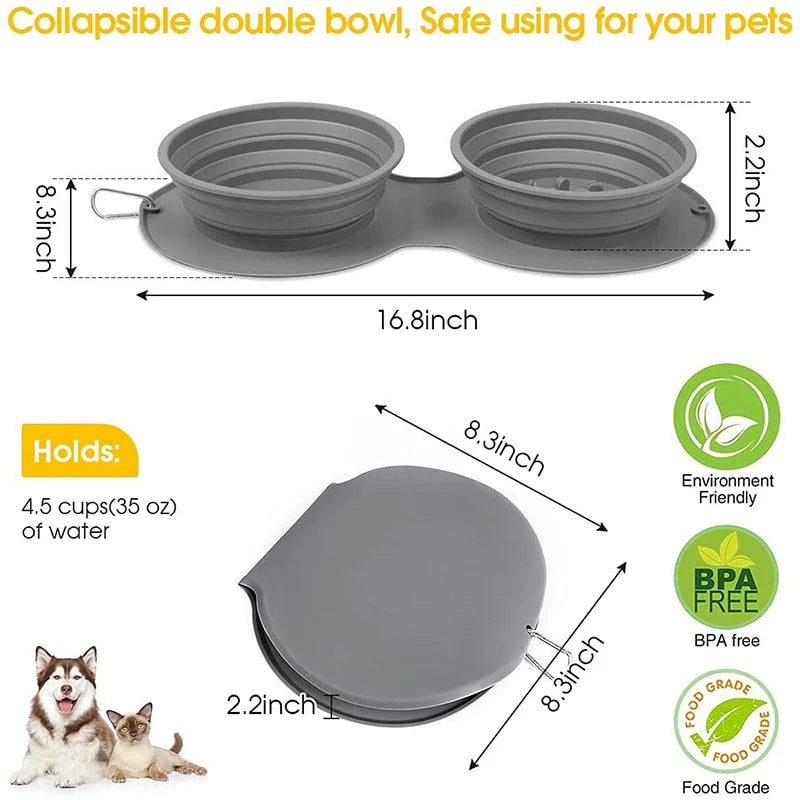 Pet Feeding Bowl Set of 2 Foldable Latex