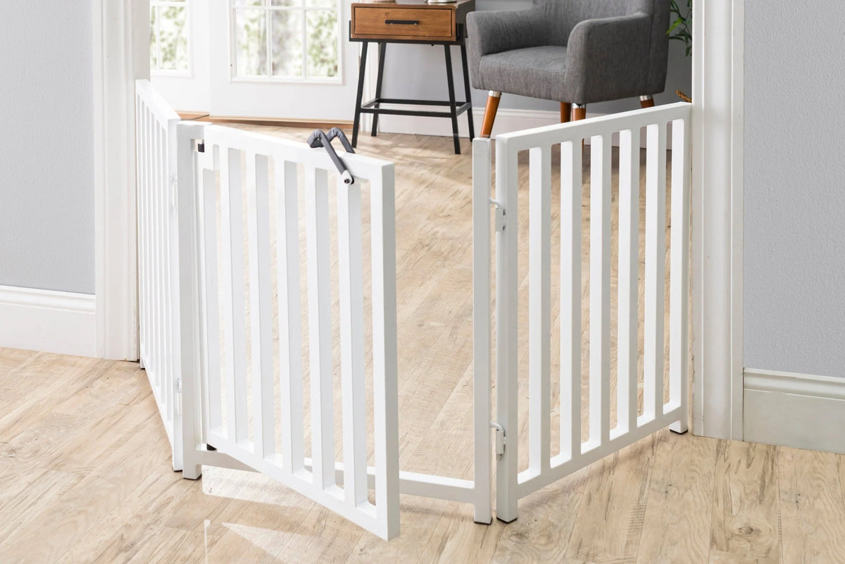 Pet Gate Freestanding Adjustable Steel Walk-Through Door