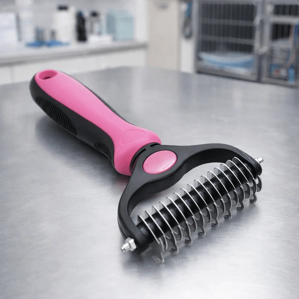 Pet Grooming Brush Gentle Bristles Ergonomic Handle for Dogs and Cats