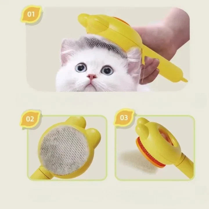 Pet Grooming Brush Self-Cleaning Smooth-Tip for Cats & Dogs