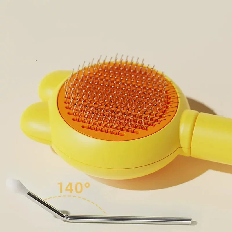 Pet Grooming Brush Self-Cleaning Smooth-Tip for Cats & Dogs