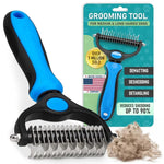 Pet Grooming Rake Two-Sided Detangling & Deshedding Gentle Rounded Teeth