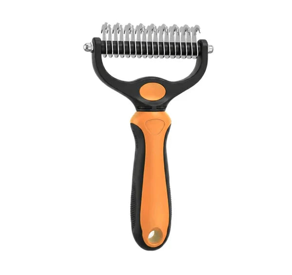 Pet Grooming Rake Two-Sided Detangling & Deshedding Gentle Rounded Teeth