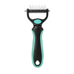Pet Grooming Rake Two-Sided Detangling & Deshedding Gentle Rounded Teeth