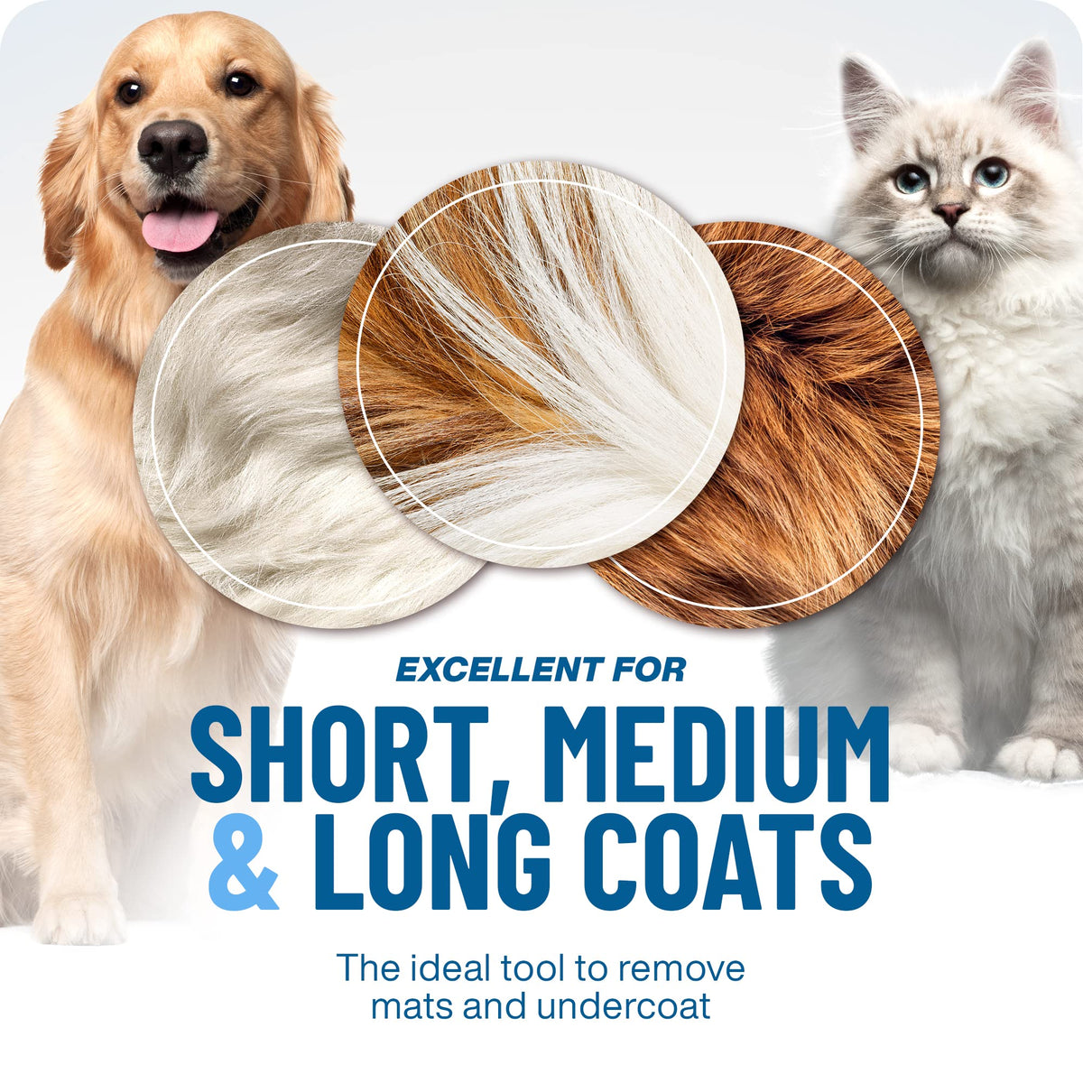 Pet Grooming Rake Two-Sided Detangling & Deshedding Gentle Rounded Teeth