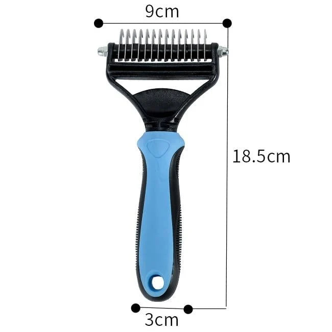 Pet Grooming Rake Two-Sided Detangling & Deshedding Gentle Rounded Teeth
