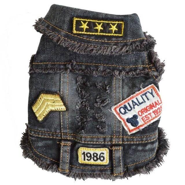 Pet Jacket Washed Denim Machine-Washable & Durable