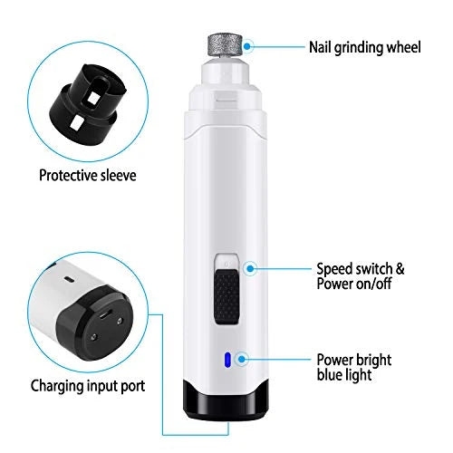 Pet Nail Grinder 2-Speed Diamond Drum USB Rechargeable