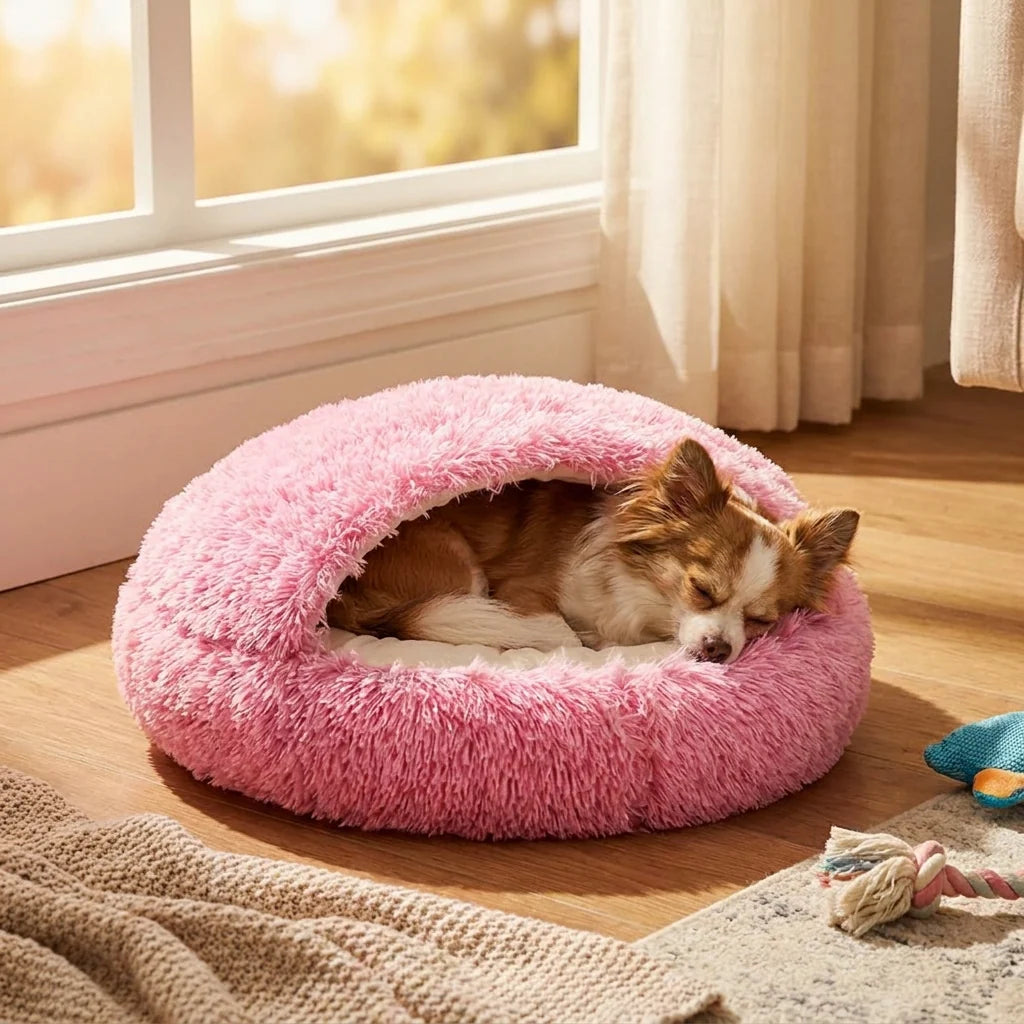 Pet Nest Bed Convertible Plush Anti-Slip Base