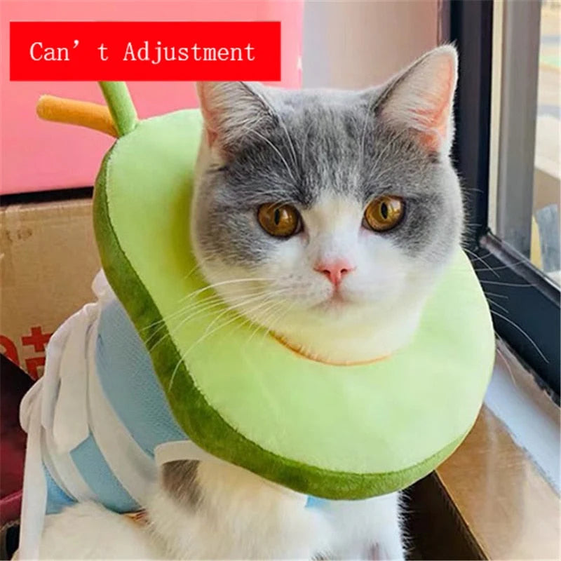 Pet Recovery Collar Soft Cotton Avocado Plush Adjustable