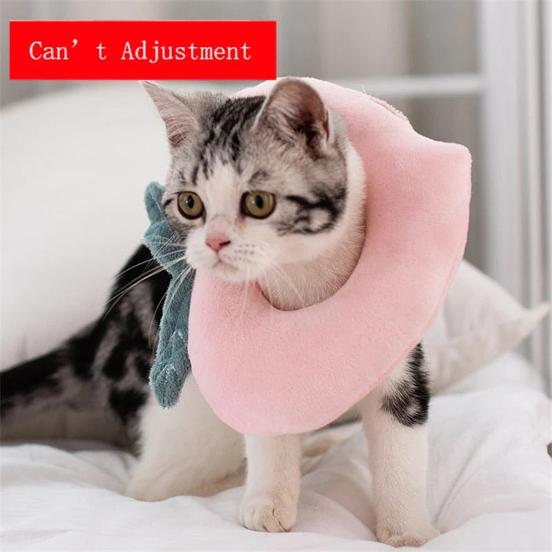 Pet Recovery Collar Soft Cotton Avocado Plush Adjustable