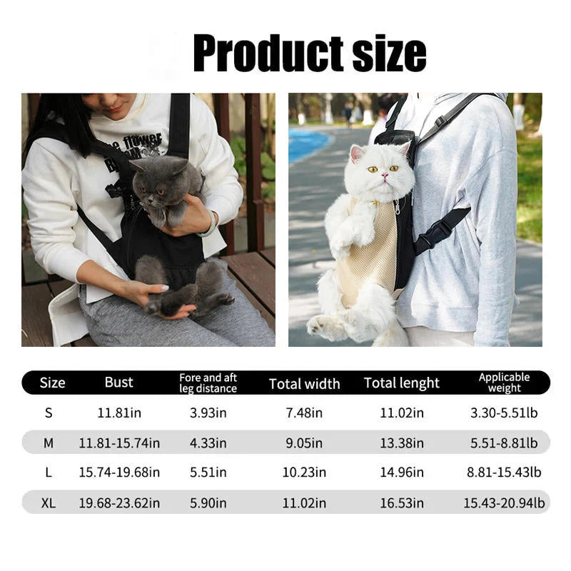 Pet Sling Carrier Ventilated Mesh Adjustable Padded Straps