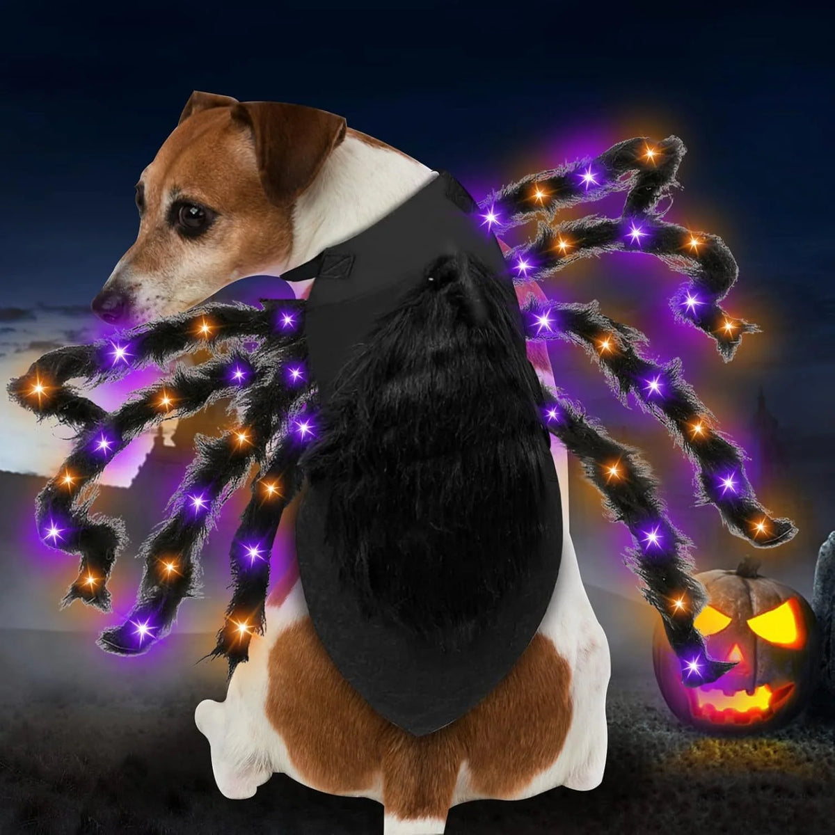 Pet Spider Costume Eight Plush Legs Adjustable Velcro Fit