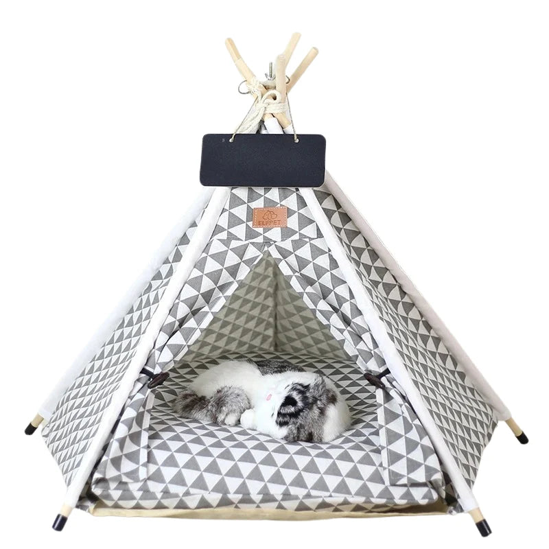 Pet Teepee Canvas Portable Washable Linen Cushion