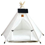 Pet Teepee Canvas With Pine Poles & Washable Cushion