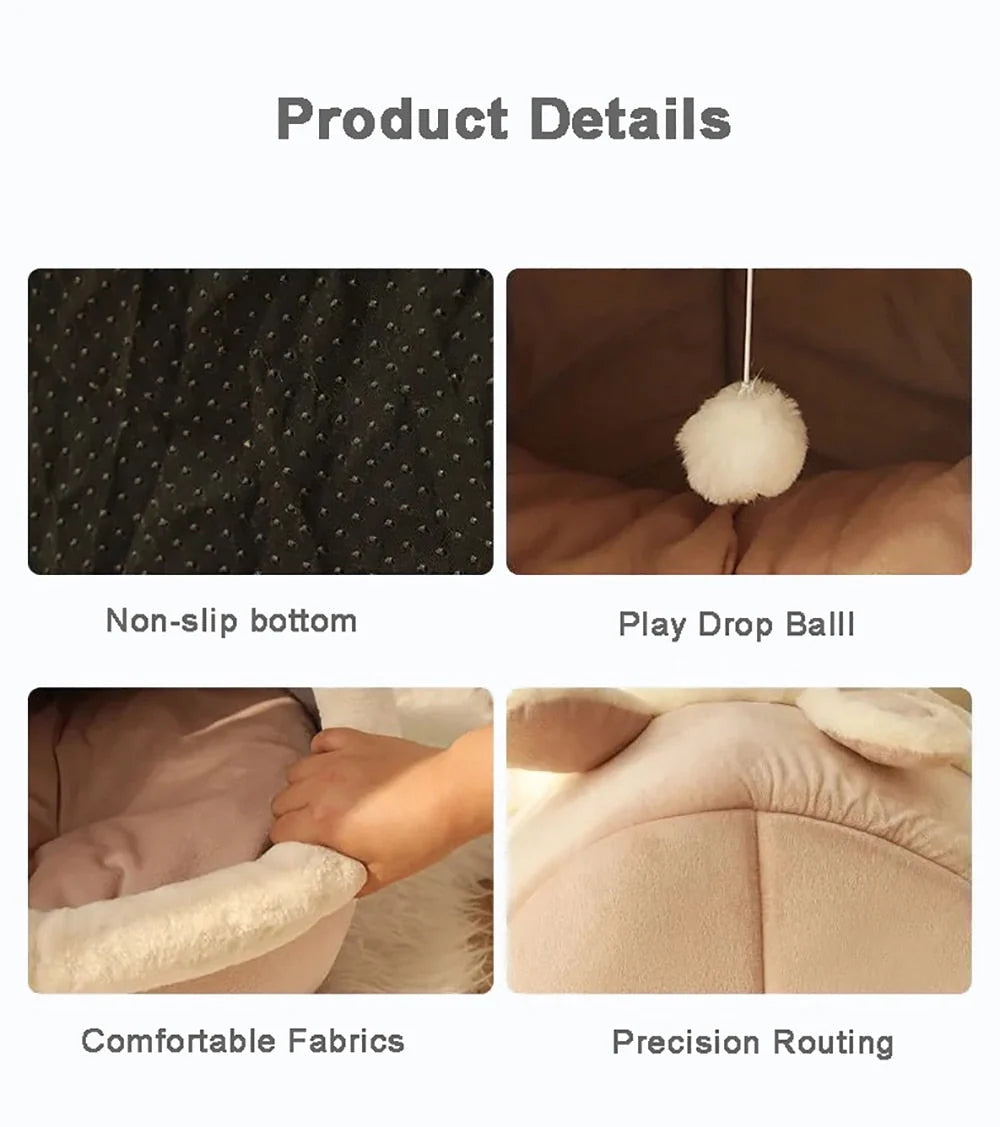 Pet Tent Bed Cave-Style Washable Cushion Non-Slip Base