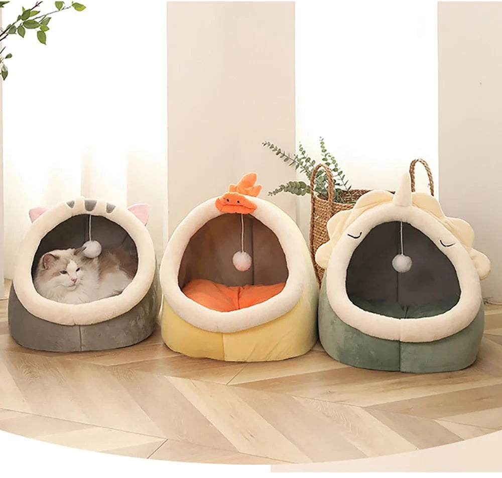 Pet Tent Bed Cave-Style Washable Cushion Non-Slip Base