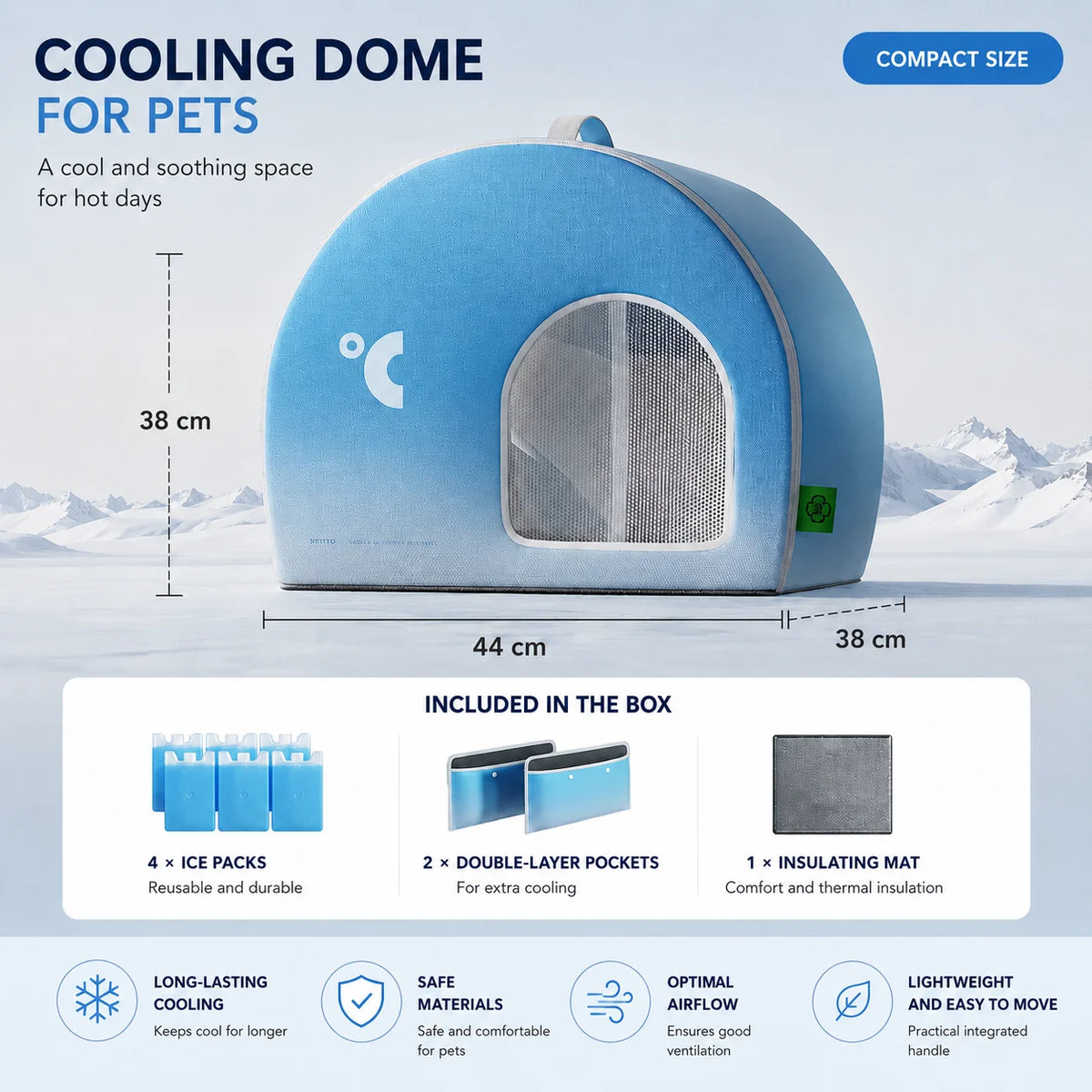 Pet Tent Insulated Foldable Includes Reusable Ice Packs