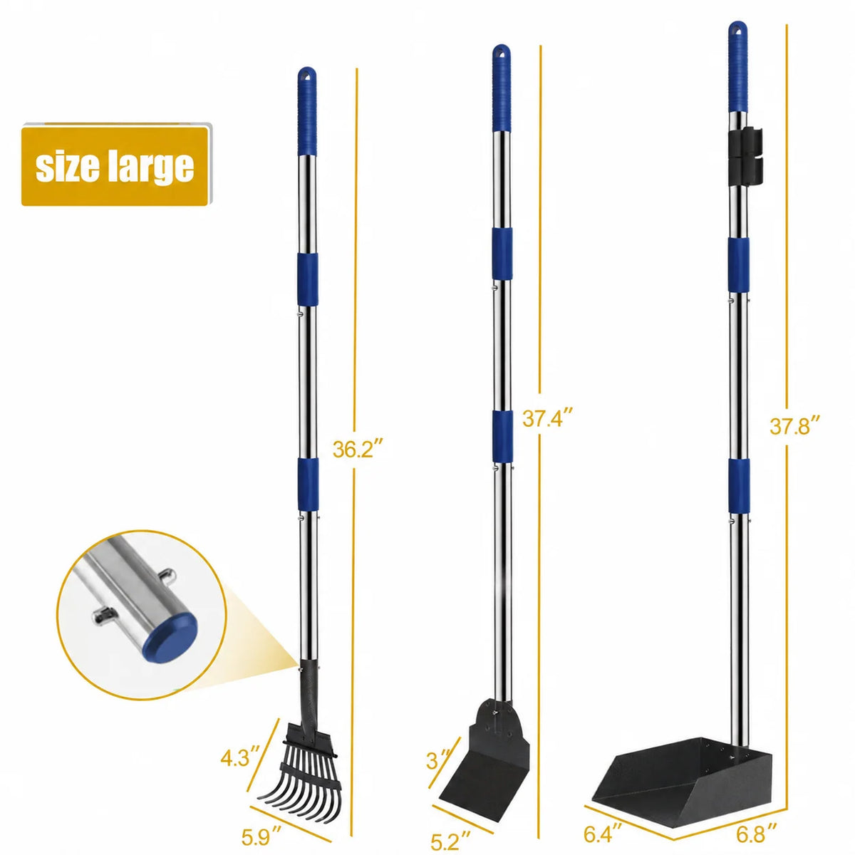 Pet Waste Scooper Set Long Handle Detachable Tools
