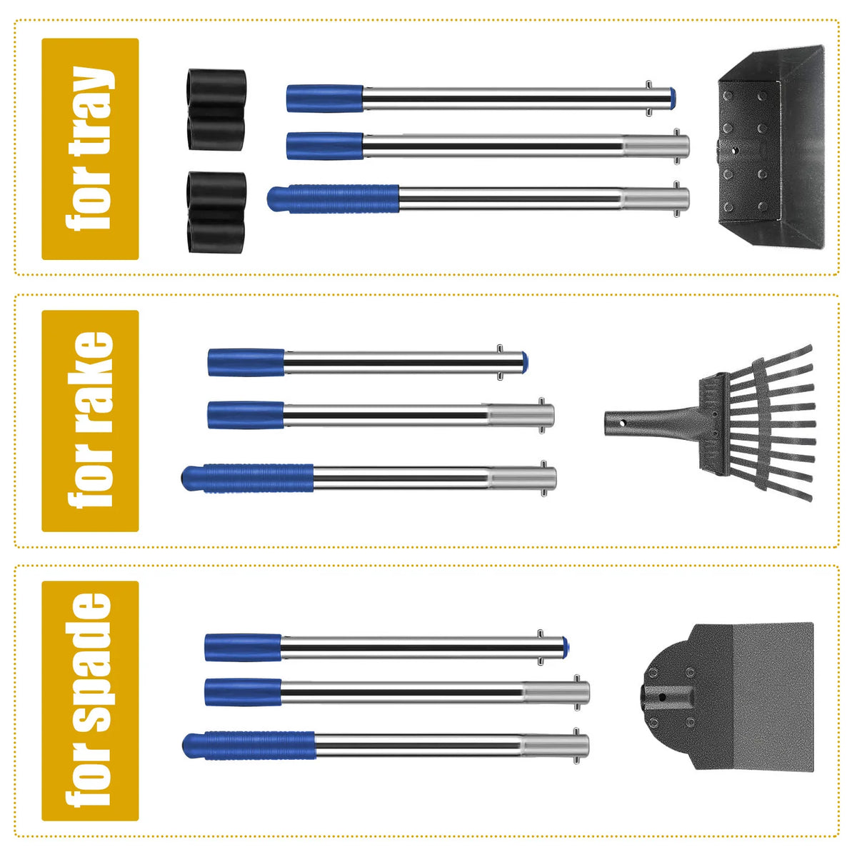 Pet Waste Scooper Set Long Handle Detachable Tools