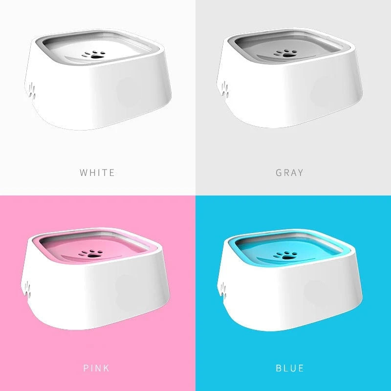 Pet Water Bowl No-Spill Floating Plate Slow-Flow Design