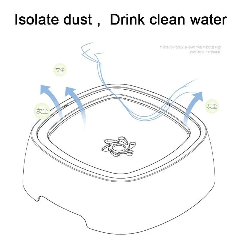 Pet Water Bowl No-Spill Floating Plate Slow-Flow Design