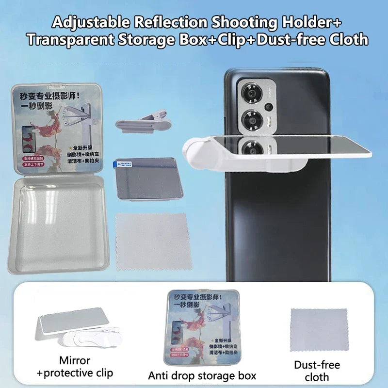 Phone Camera Mirror Clip Adjustable Portable Reflector