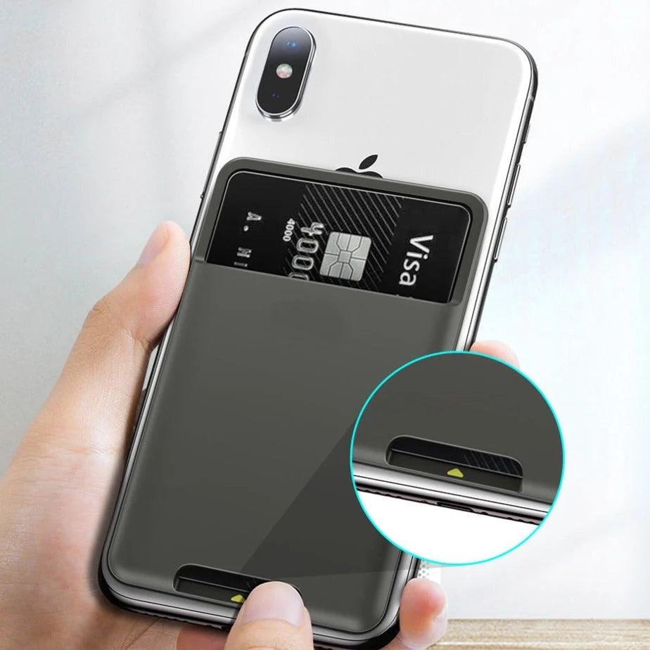 Phone Card Holder Silicone Adhesive Bottom-Access Slot