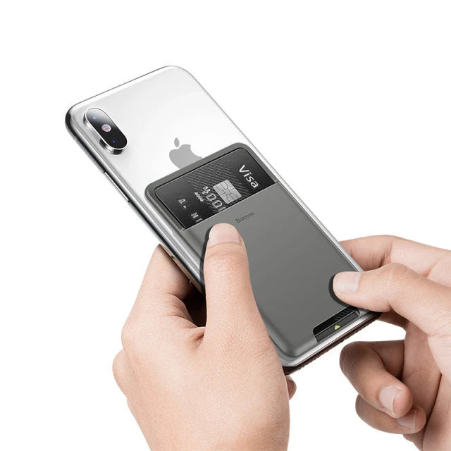 Phone Card Holder Silicone Adhesive Bottom-Access Slot