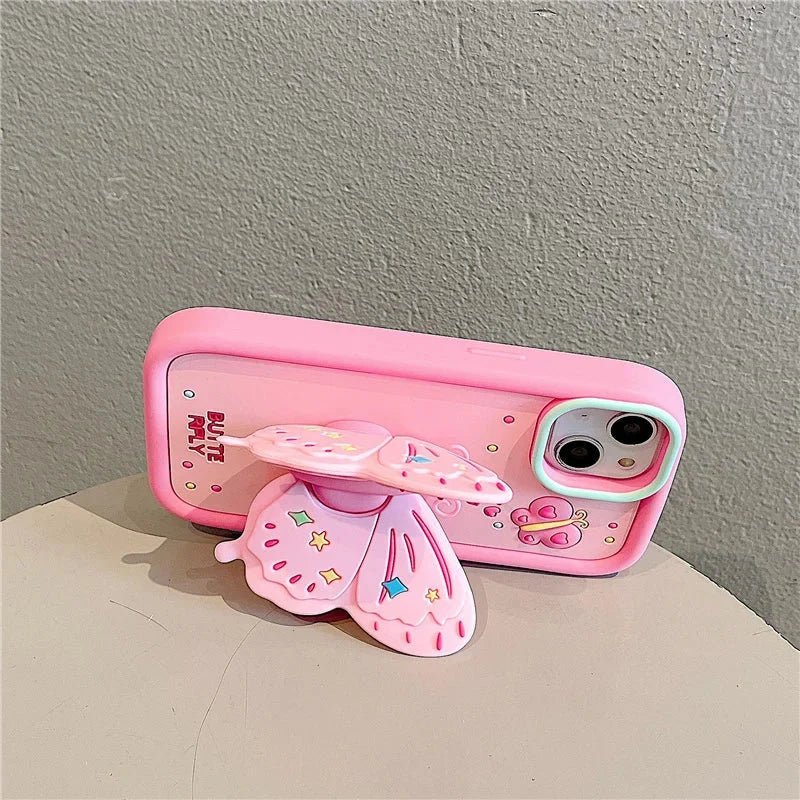 Phone Case 3D Butterfly Shockproof Built-In Kickstand