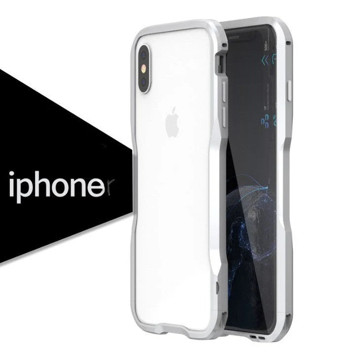 Phone Case Aluminum Frame Clear Back Wireless Charging