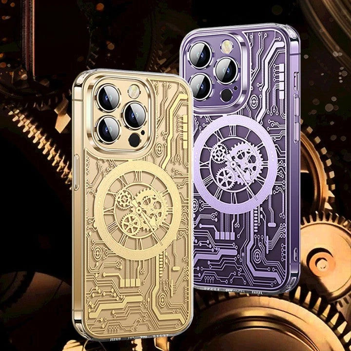 Phone Case Clear Geometric Magnetic Wireless Charging Compatible