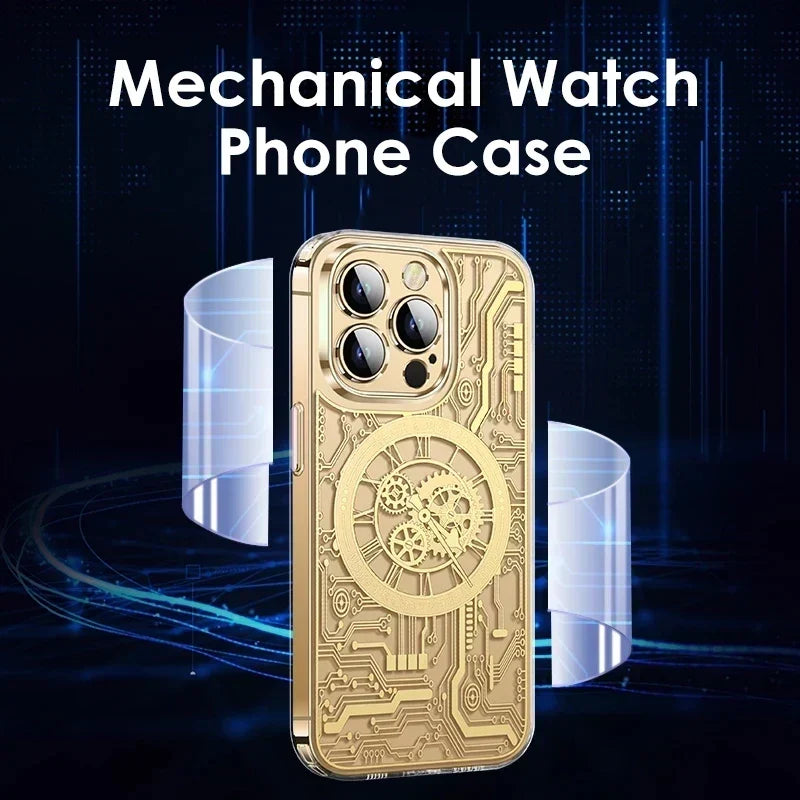 Phone Case Clear Geometric Magnetic Wireless Charging Compatible