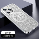 Phone Case Clear Geometric Magnetic Wireless Charging Compatible