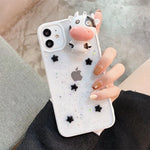 Phone Case Clear Silicone 3D Cow Shockproof
