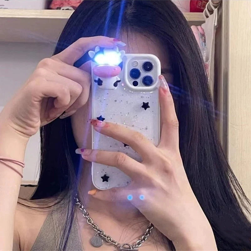 Phone Case Clear Silicone 3D Cow Shockproof