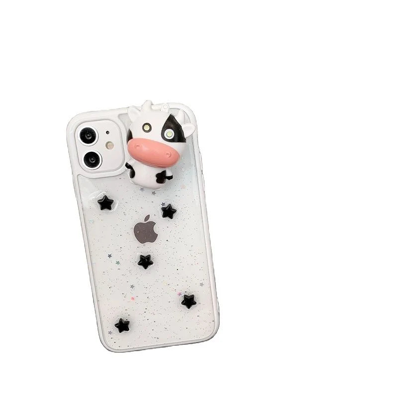 Phone Case Clear Silicone 3D Cow Shockproof