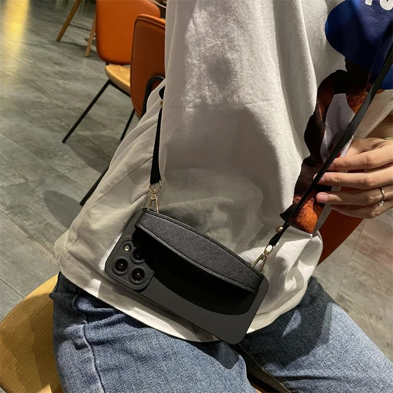Phone Case Detachable Crossbody & Wrist Strap Water-Resistant Protection