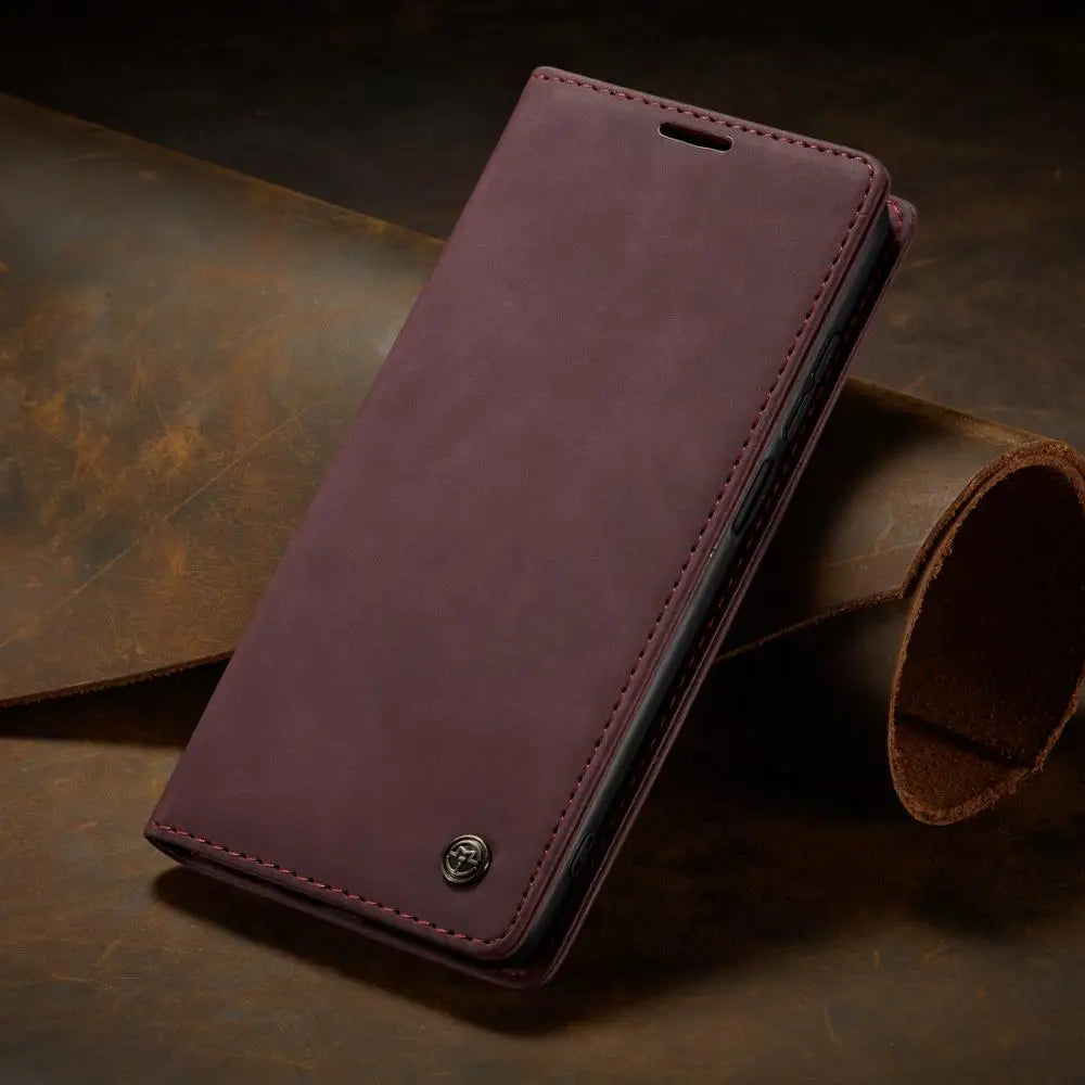 Phone Case Faux Leather Card Holder Foldable Stand