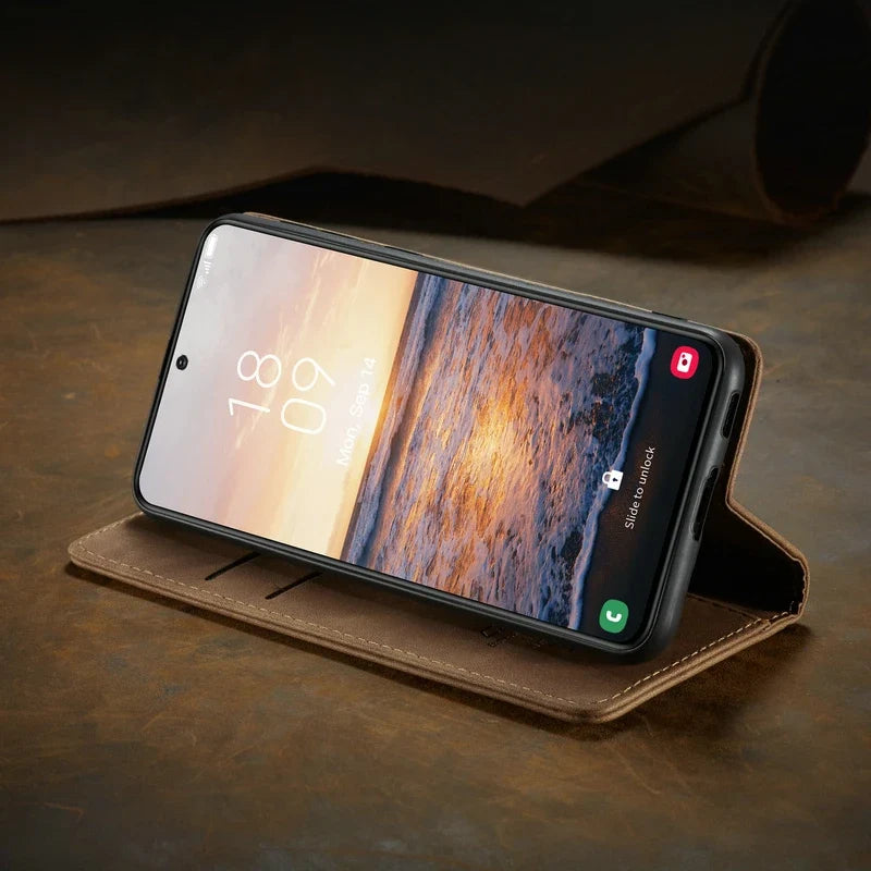Phone Case Faux Leather Card Holder Foldable Stand