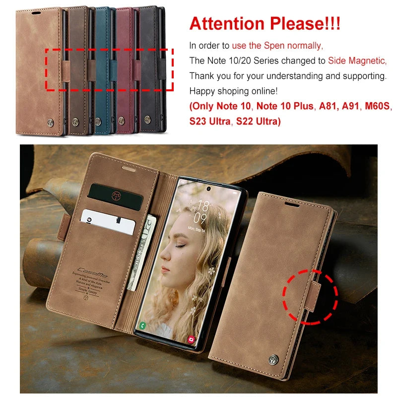 Phone Case Faux Leather Card Holder Foldable Stand
