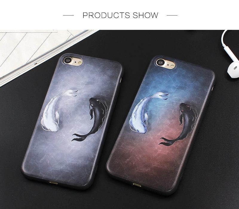 Phone Case Fish Pattern Impact-Resistant Matte Finish