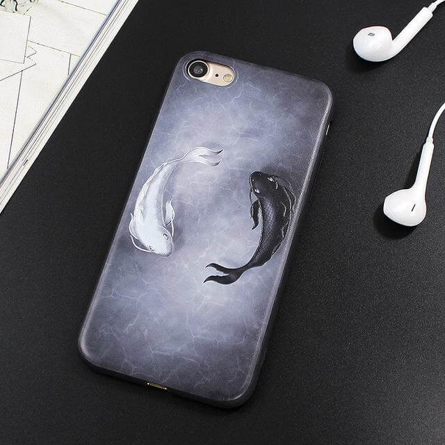 Phone Case Fish Pattern Impact-Resistant Matte Finish
