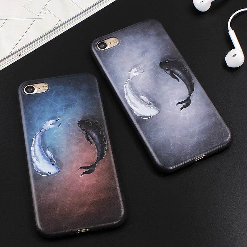 Phone Case Fish Pattern Impact-Resistant Matte Finish