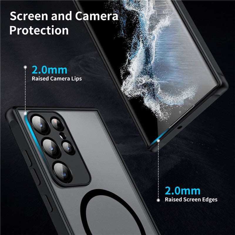 Phone Case Frosted Matte Shock-Absorbing Magnetic Ring