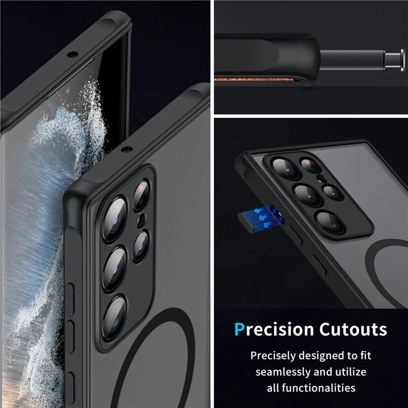 Phone Case Frosted Matte Shock-Absorbing Magnetic Ring